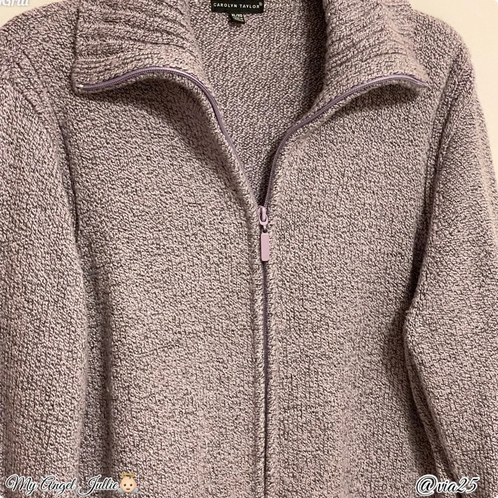 Carolyn Taylor Womens Turtleneck Knit Sweater Size XL Color Purple/Black - Picture 2 of 7